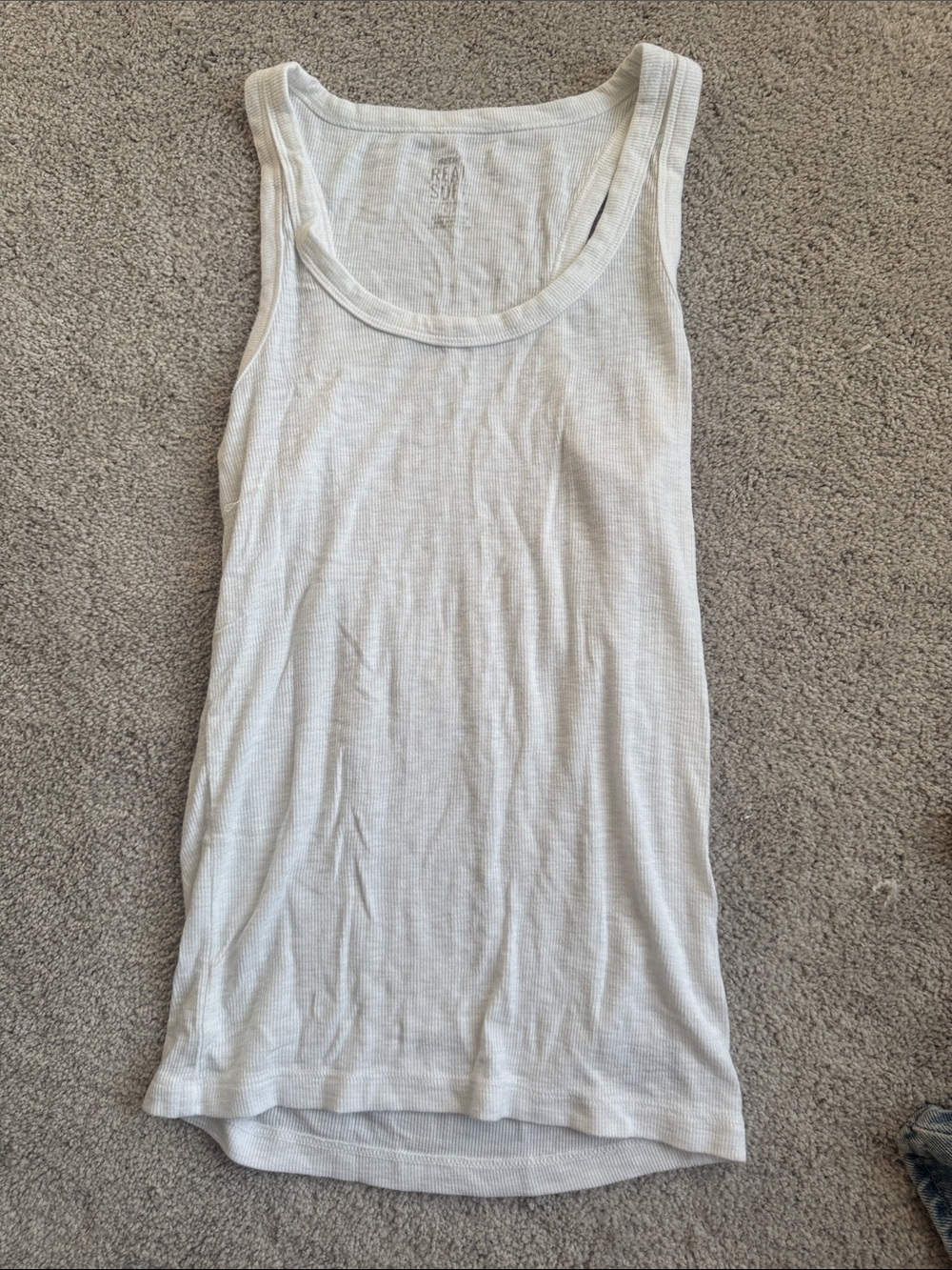 aerie White Ribbed Scoop Neck Tank
